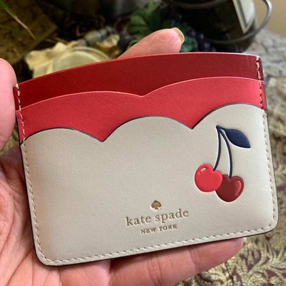 Authentic Kate Spade Leather Cherry colorblock slim card case - Picture 5 of 7